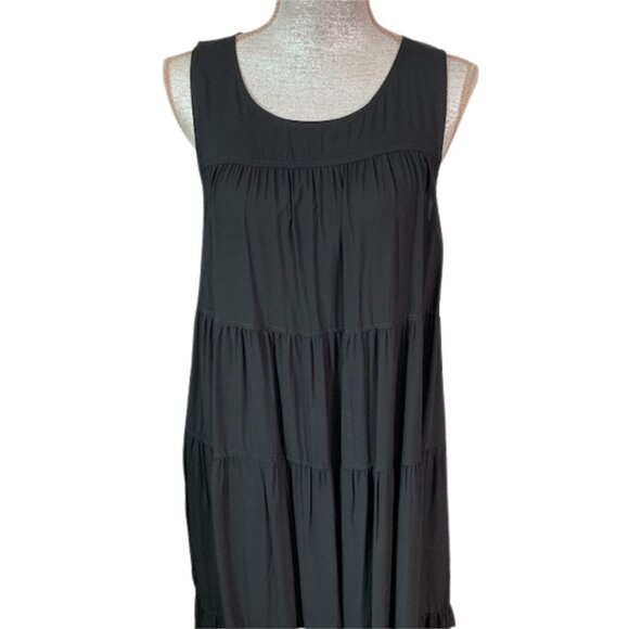 MAX STUDIO Tiered Sleeveless Maxi Dress in Black SIZE LARGE, NWT - Picture 7 of 12